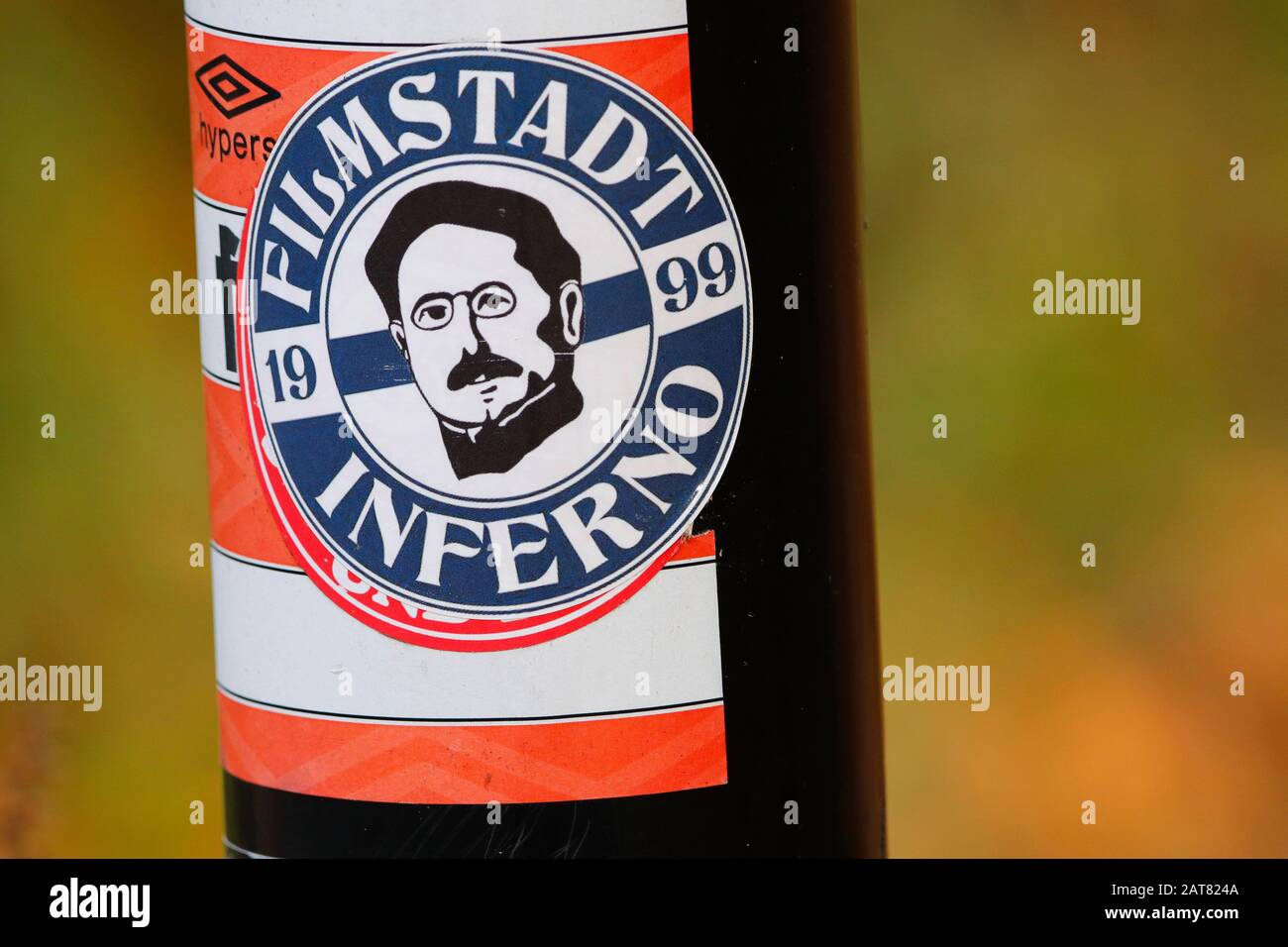 Aufkleber der Fussballsfans von Filmstadt Inferno 'Ultras' des FC Babelsberg, Potsdam (nur fuer redaktionelle Verwendung. Barile Werbung. Referenzdaten Foto Stock