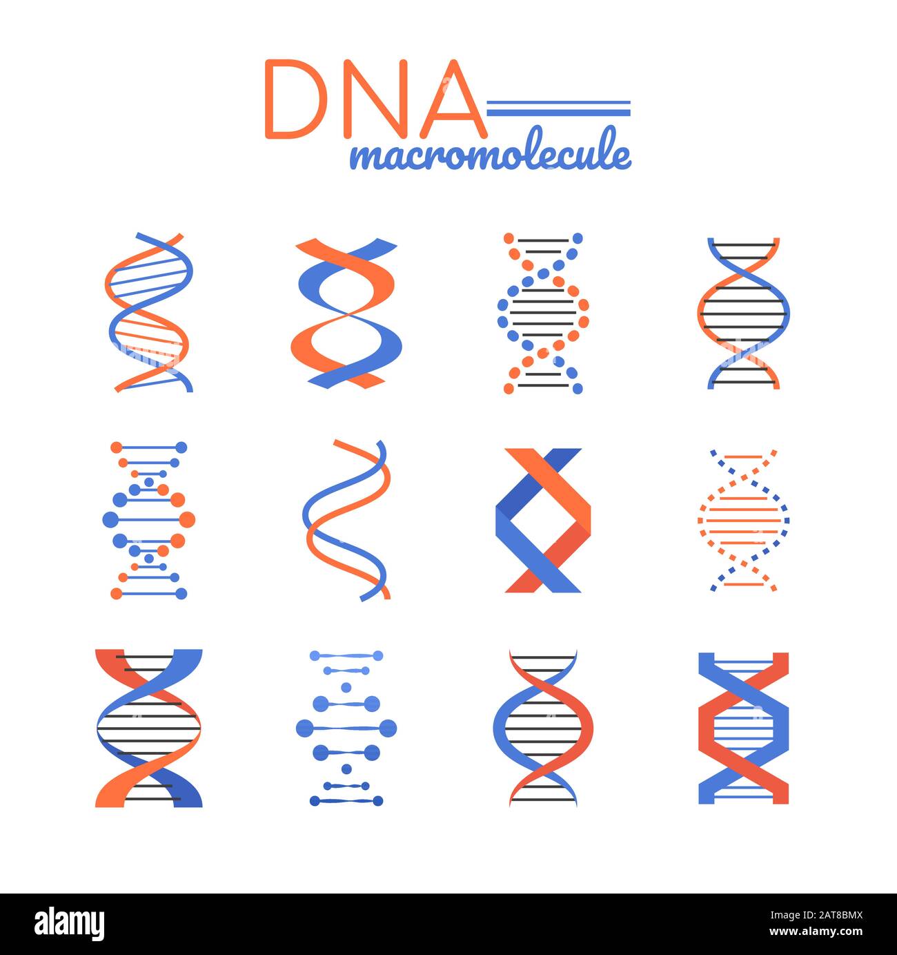 DNA macromolecole - elementi vettoriali di design lineare Illustrazione Vettoriale