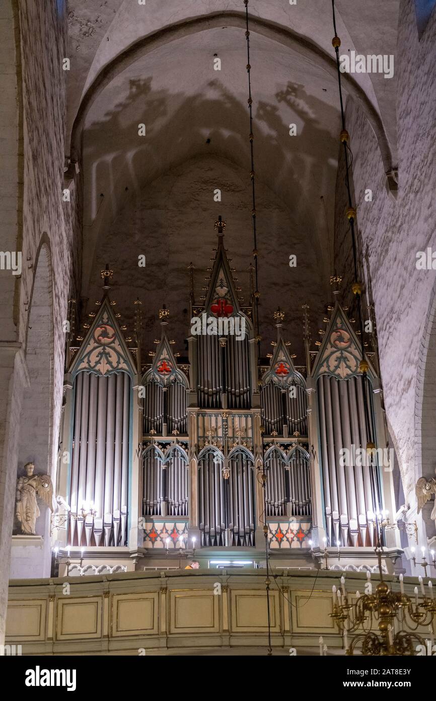 Organo a tubo nella Cattedrale di Santa Maria e la Vergine, Tallinn, Estonia Foto Stock