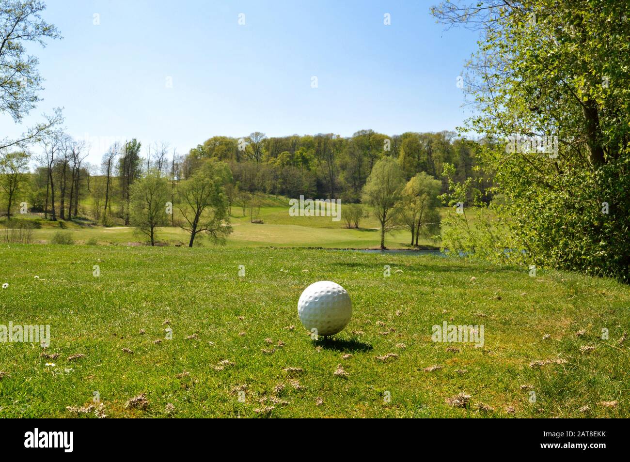 Tee box su un campo da golf Foto Stock