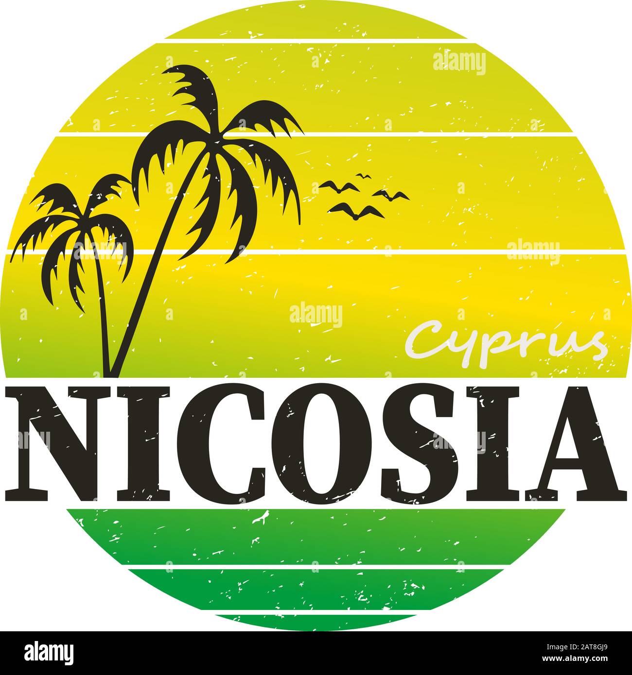 Nicosia Cyprus Round Stamp Icona Skyline City Design Illustrazione Vettoriale