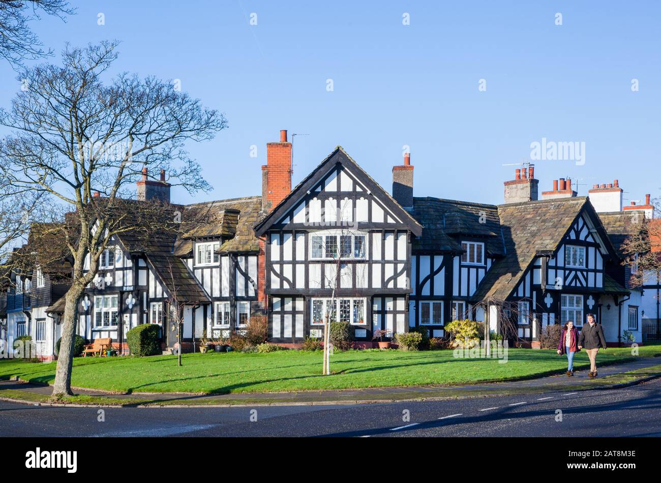 Port Sunlight modello villaggio di 900 grado ll elencati case sul Wirral Peninsular costruito dai fratelli Leva nel 1888 per i lavoratori nella sua fabbrica di sapone Foto Stock