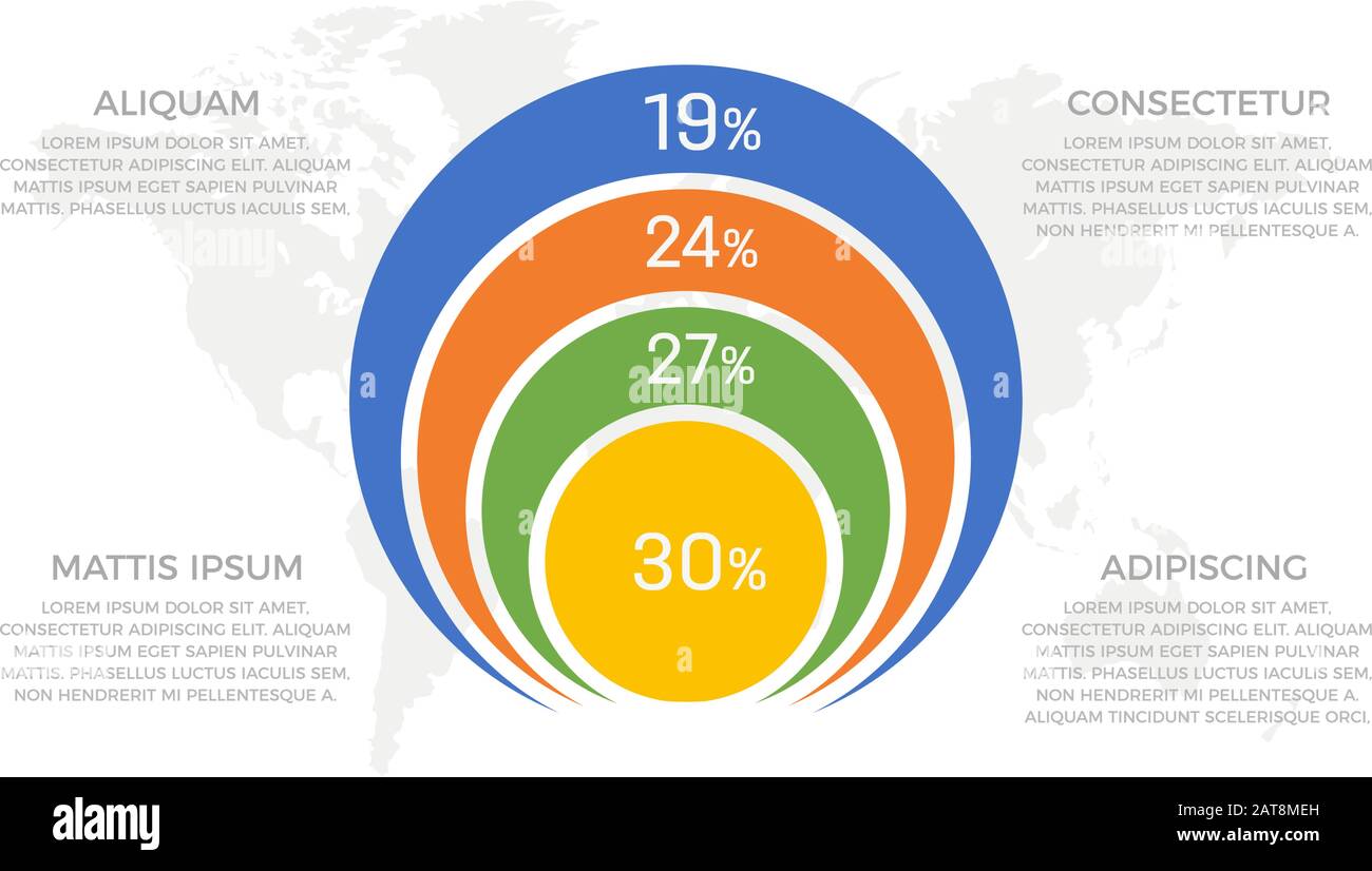 Set di elementi verdi, gialli, arancioni e blu per l'infografica con diapositive di presentazione su mappe mondiali. Illustrazione Vettoriale