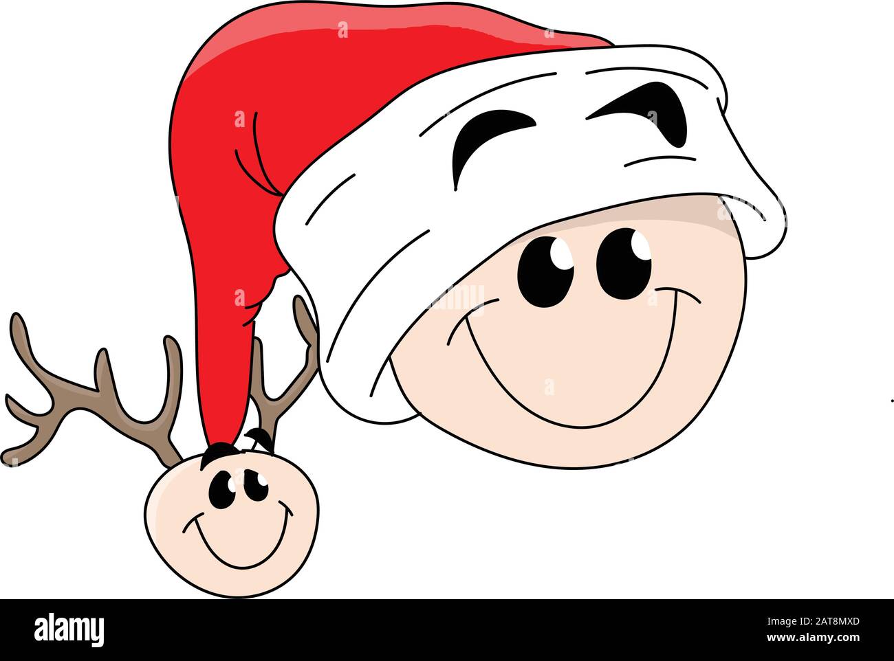 Cartone animato Santa Emoji sorridente felicemente illustrazione vettoriale Illustrazione Vettoriale