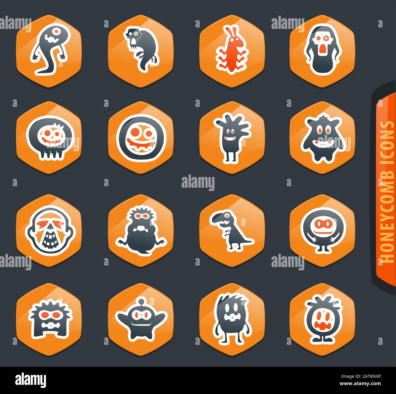 Set di icone mostro Illustrazione Vettoriale