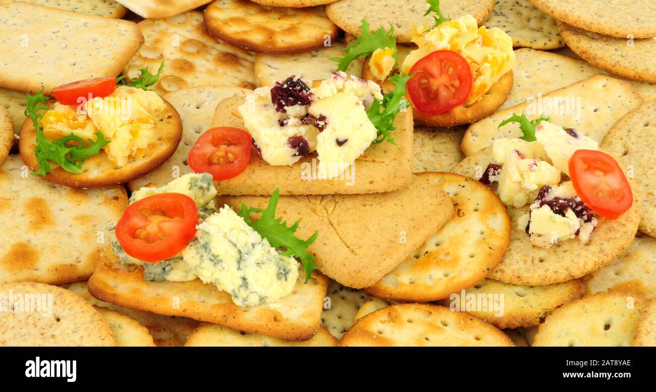 Saporito formaggio biscotto assortimento di fondo Foto Stock