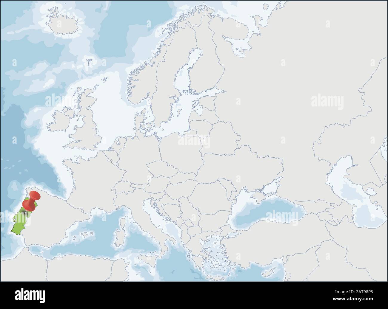 Repubblica portoghese posizione sulla mappa europea Illustrazione Vettoriale
