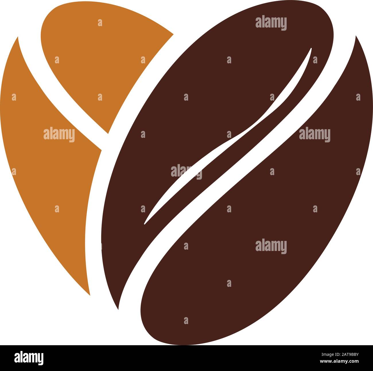 Icone astratte dei chicchi di caffè a forma di cuore per mostrare l'amore per il caffè Illustrazione Vettoriale