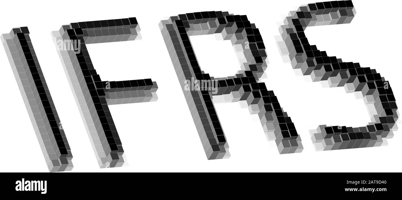 IFRS Abbreviazione - 3D brick word in white background - International Financial Reporting Standards Concept illustration Illustrazione Vettoriale