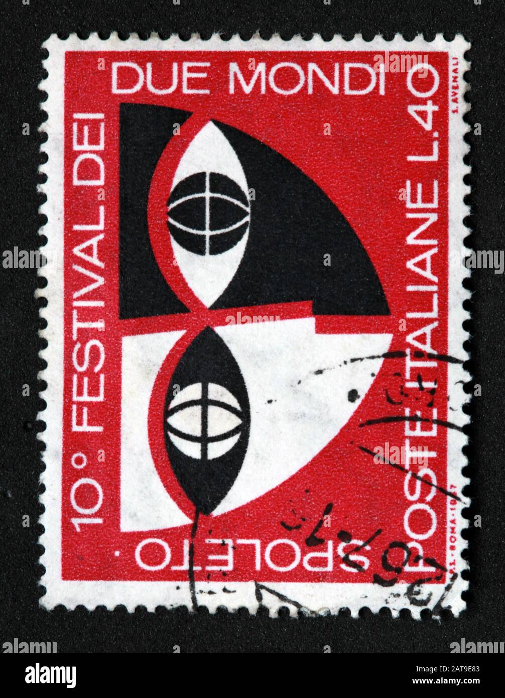 Francobollo italiano, poste Italia usato e affrancato, Poste Italiane 10th Festival dei Spoleto Due Mondi 0.40Lire L.40 Foto Stock