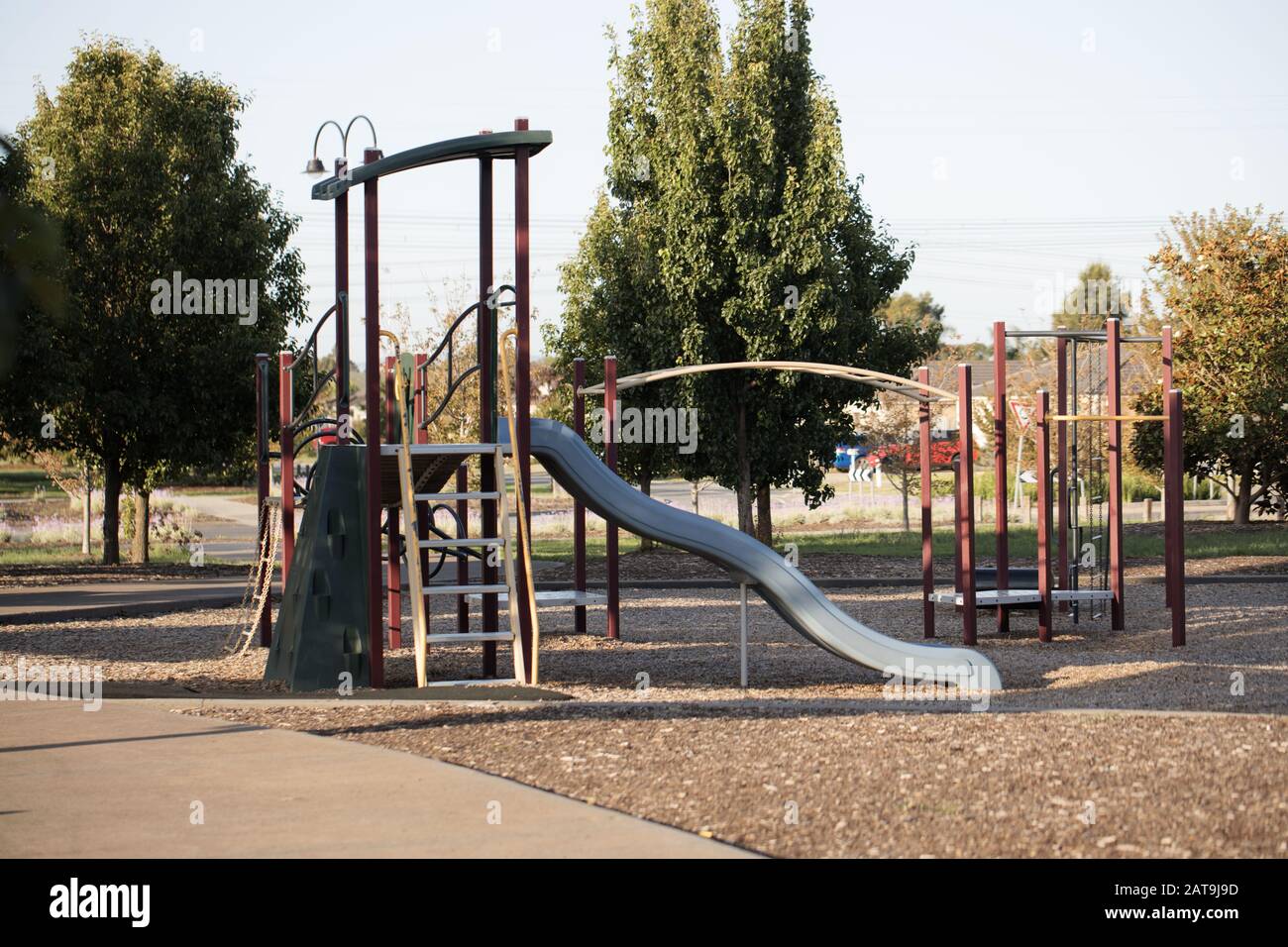 Australian Playground senza bambini che giocano in esso durante la pandemia del virus corona COVID-19 Foto Stock