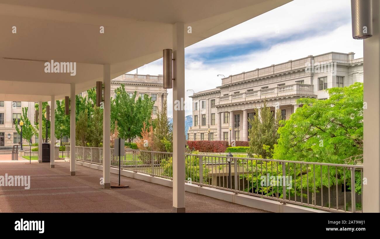 Panorama Entryway fino allo Utah state Capital Building nel centro di Salt Lake City Foto Stock