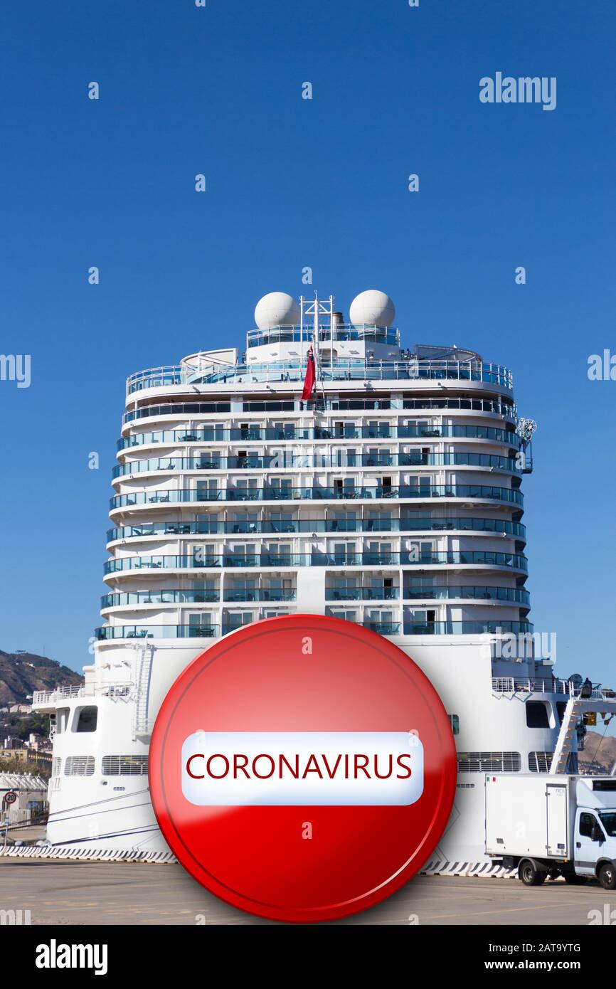 Nessun segnale di ingresso sovrastato su una nave da crociera a causa di un focolaio di coronavirus Foto Stock