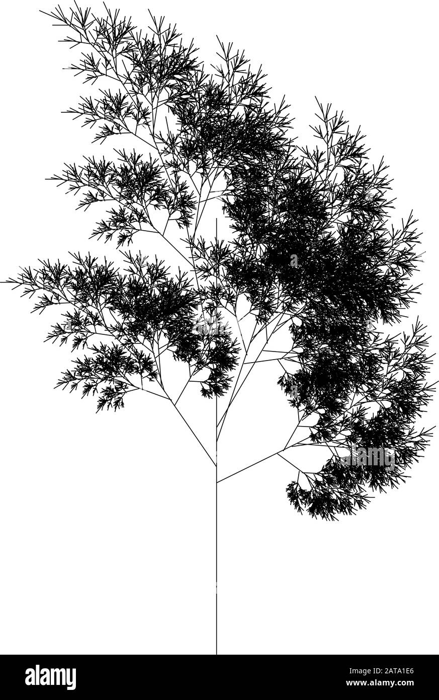 Flat Vector computer generated L-system Fractal Plant - Generative Art Illustrazione Vettoriale