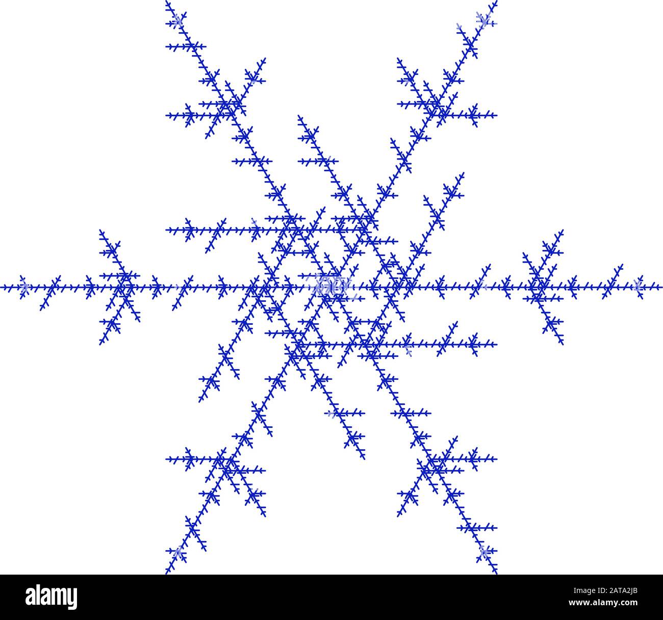 Flat Vector computer generated Koch Snowflake L-system Fractal - Generative Art Illustrazione Vettoriale