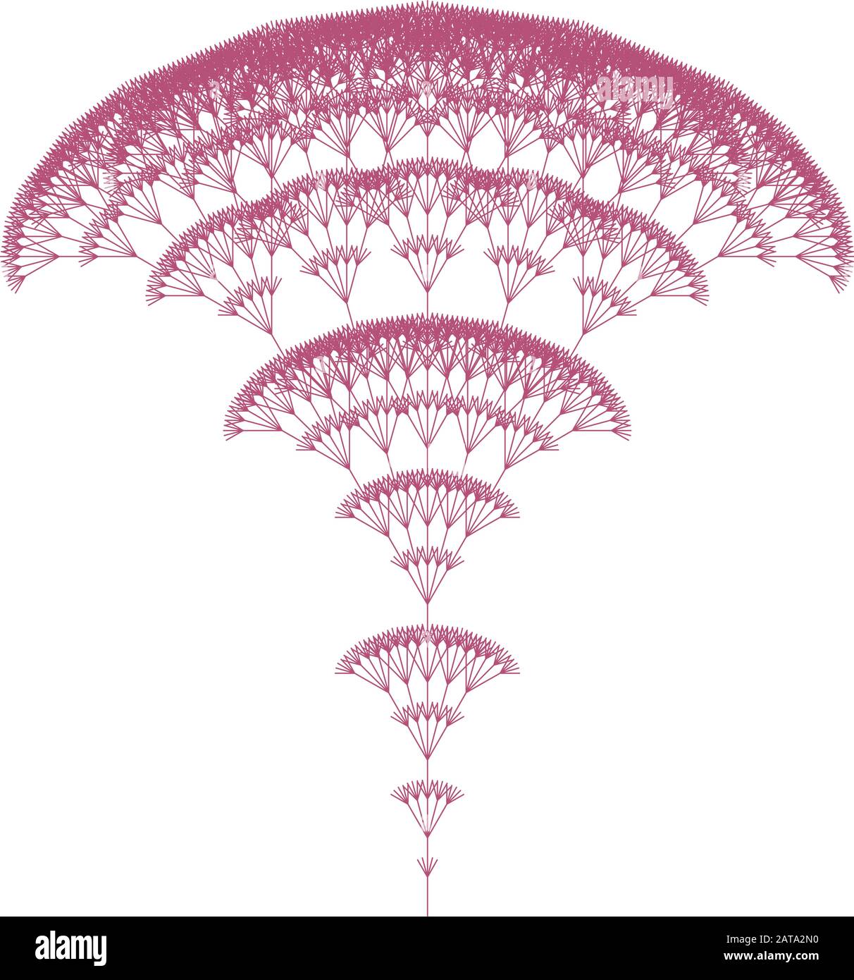 Flat Vector computer generated L-system Branching Fractal - Generative Art Illustrazione Vettoriale