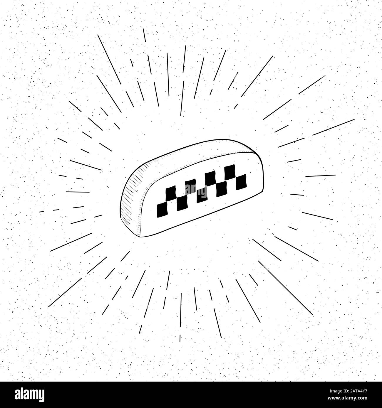 Simbolo disegnato a mano del cartello Taxi - icona Doodle Vector Hatch Illustrazione Vettoriale
