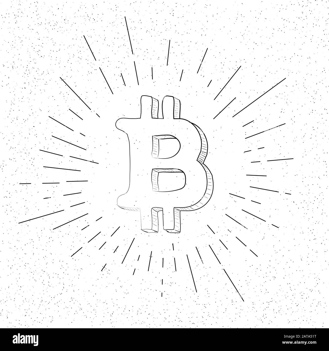 Simbolo Bitcoin Crypto disegnato a mano - icona Doodle Vector Hatch Illustrazione Vettoriale