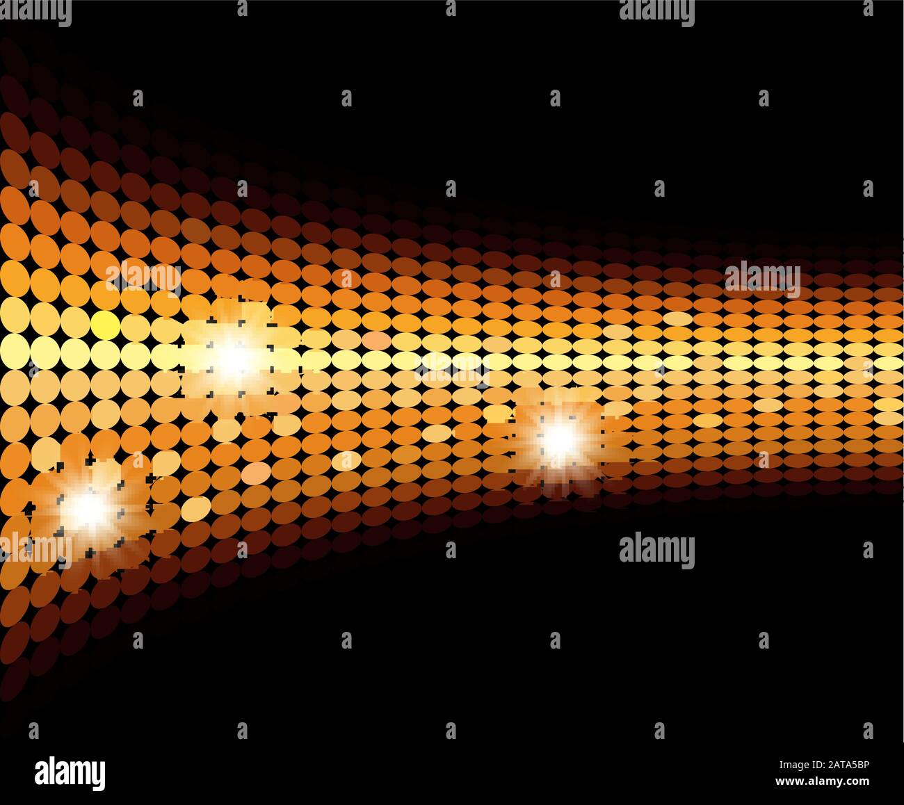 Oro sfondo Mosaico brillante con scintille - effetto di distorsione lente fisheye incandescente tessellato Vector Illustrazione Vettoriale