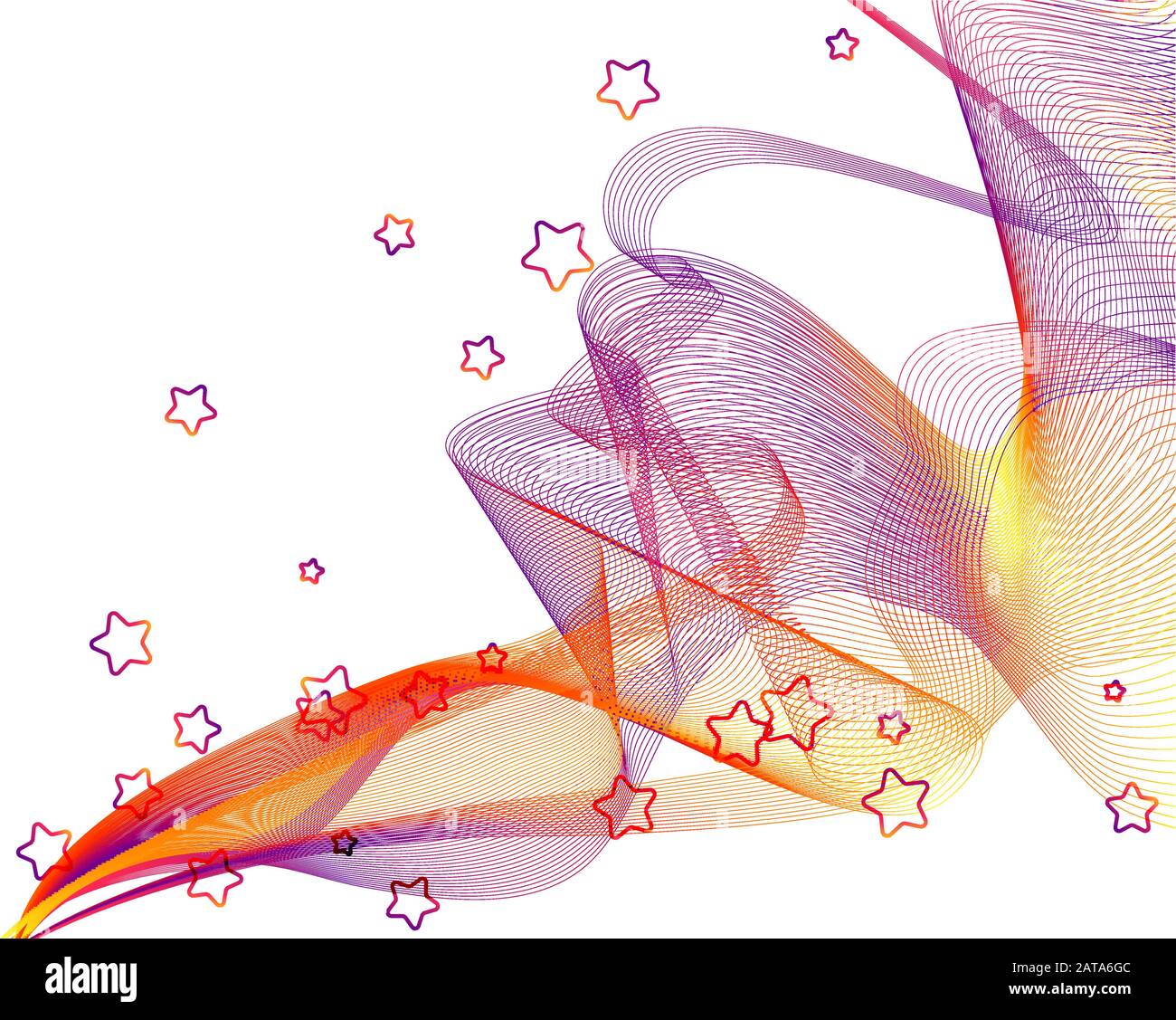 Astratto Festoso Trasparente Ondulato Veil Sfondo - Vector Billowy Linee Netto Con Cinque Stelle A Punta Illustrazione Vettoriale