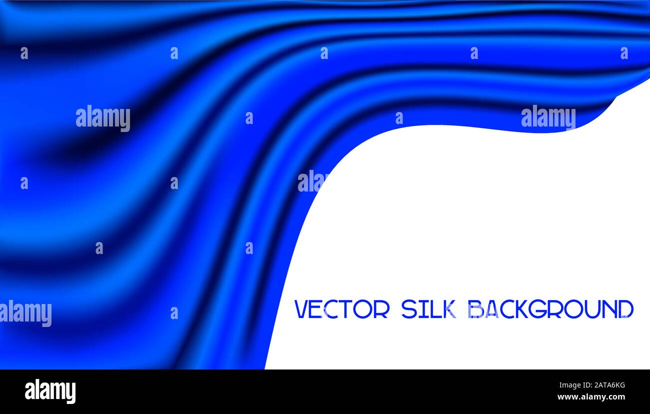 Tessuto Sventolare In Seta Blu Scuro Come Bandiera, Sciarpa Isolata Su Sfondo Bianco - Nastro Vector Flying Satin Illustrazione Vettoriale