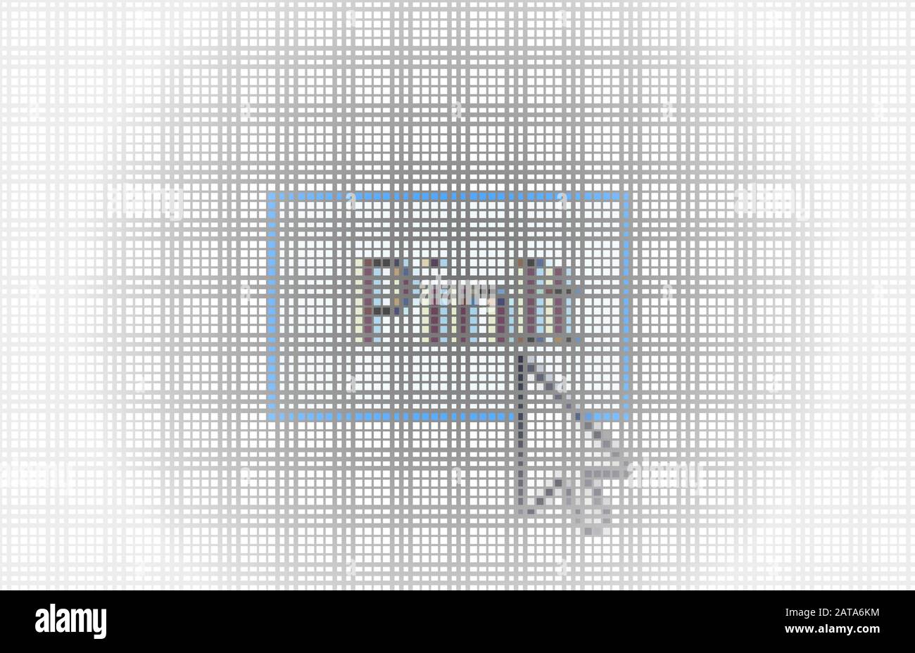 Chiudere Il Cursore Freccia Su E Fissare Il Pulsante Sullo Schermo Lcd Del Computer Pixel Background - Vector Macro Image Digital Concept Illustrazione Vettoriale