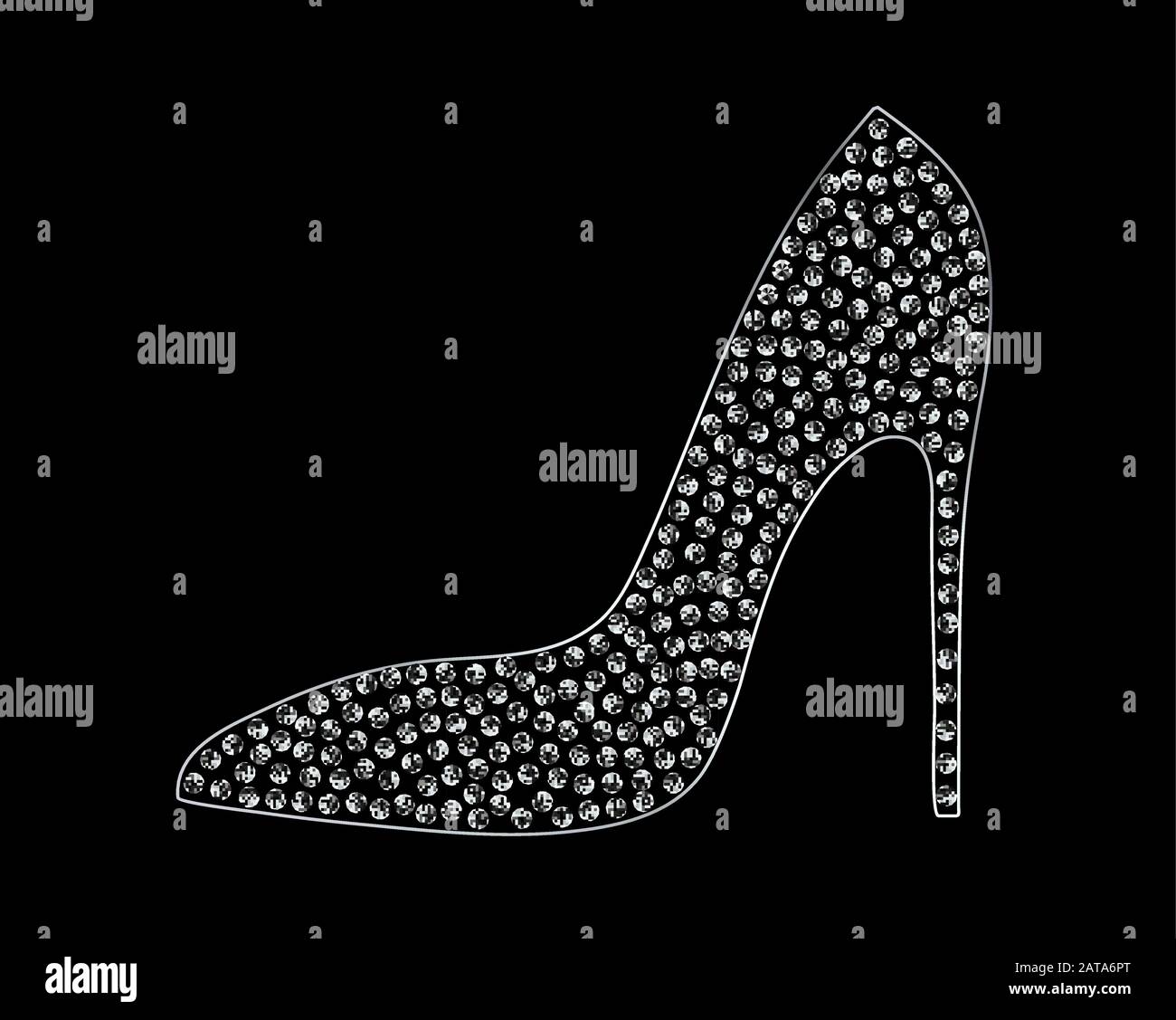 Cristalli Di Diamante Pavimentato Silhouette Di - Vettore Glamour Rhinestones Fashion Symbol Illustrazione Vettoriale