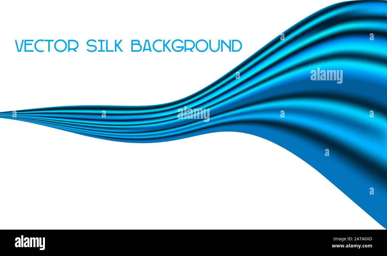 Tessuto Di Seta Blu Brillante Come Flag, Scarf Isolato Su Sfondo Bianco - Nastro Vector Flying Satin Illustrazione Vettoriale