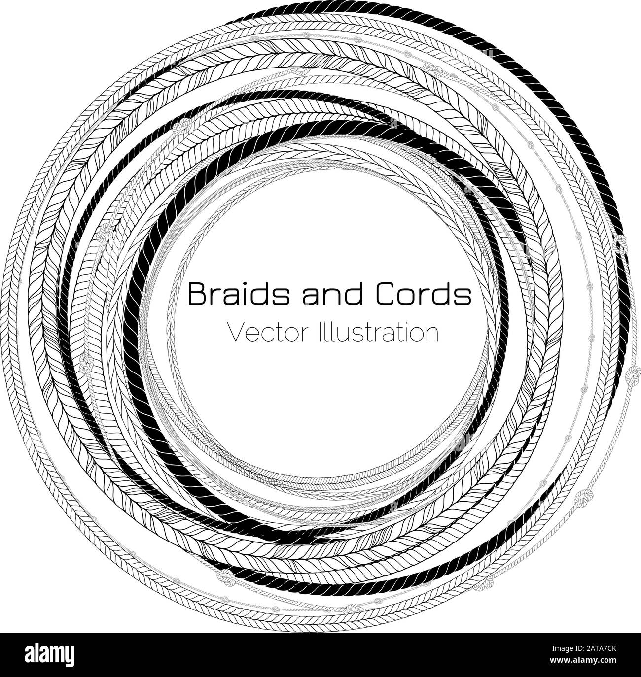 Vettoriali Trecce E Cords Tondi Bight Background - Simple Ropes Frame Template For Design Project Illustrazione Vettoriale