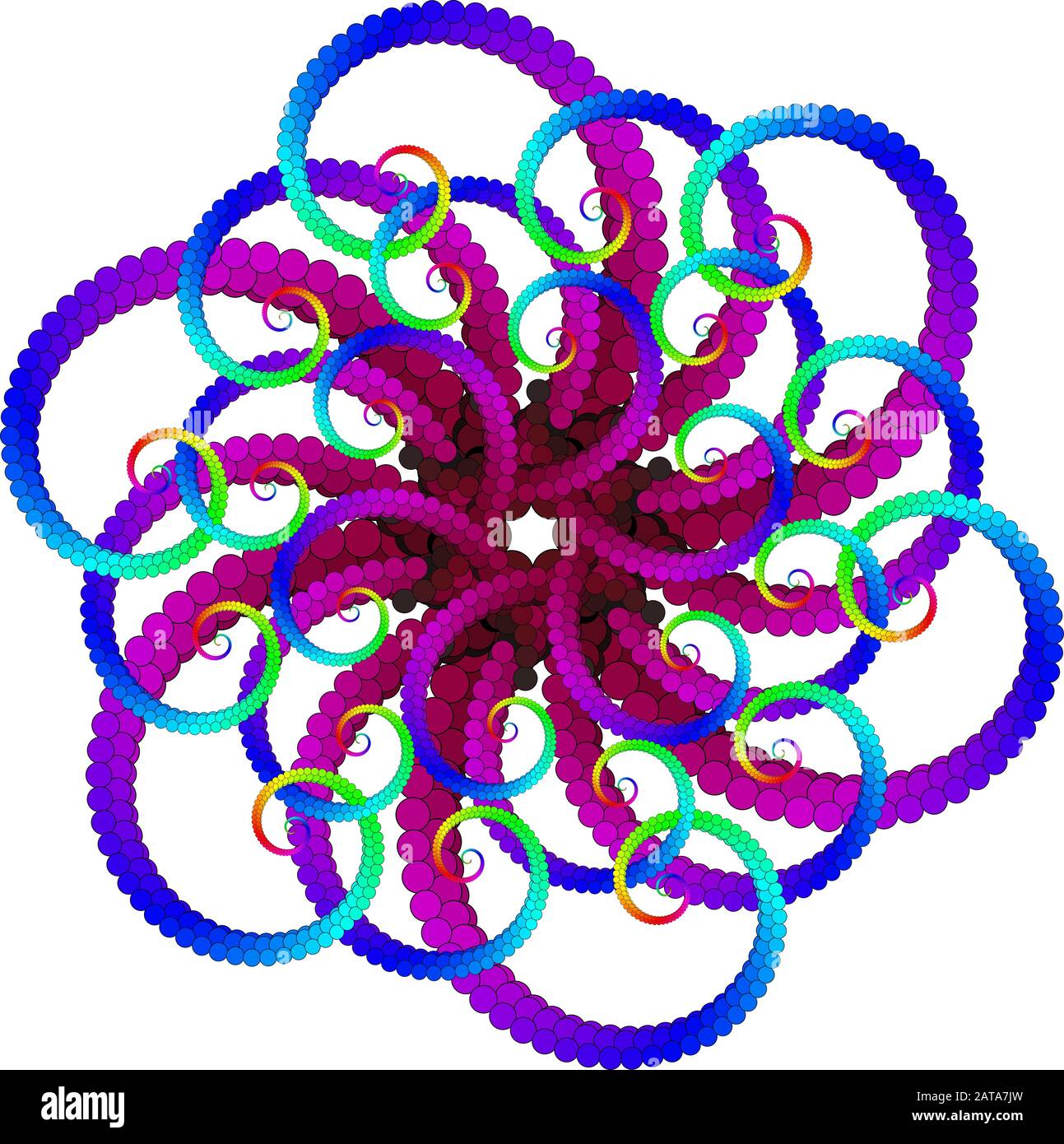 Vettore Twirl Mandala Art - Openwork Simmetria Radiale Fiorire Modello Illustrazione Vettoriale
