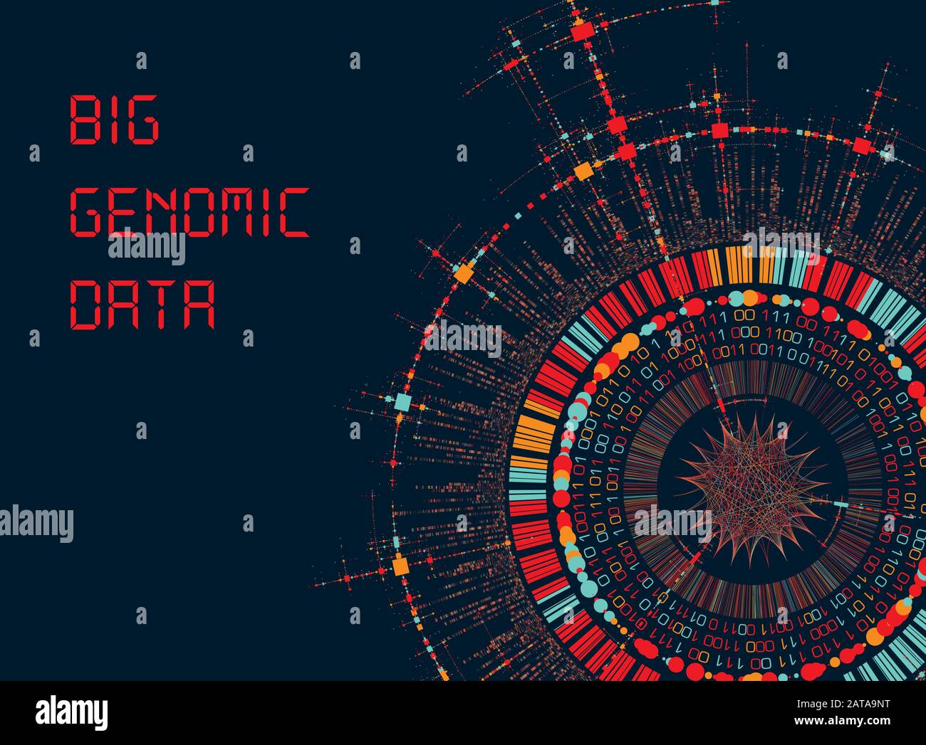 Visualizzazione Di Grandi Dati Genomici - Test Dna, Barcoding, Architettura Mappa Genom - Modello Grafico Vettoriale Illustrazione Vettoriale