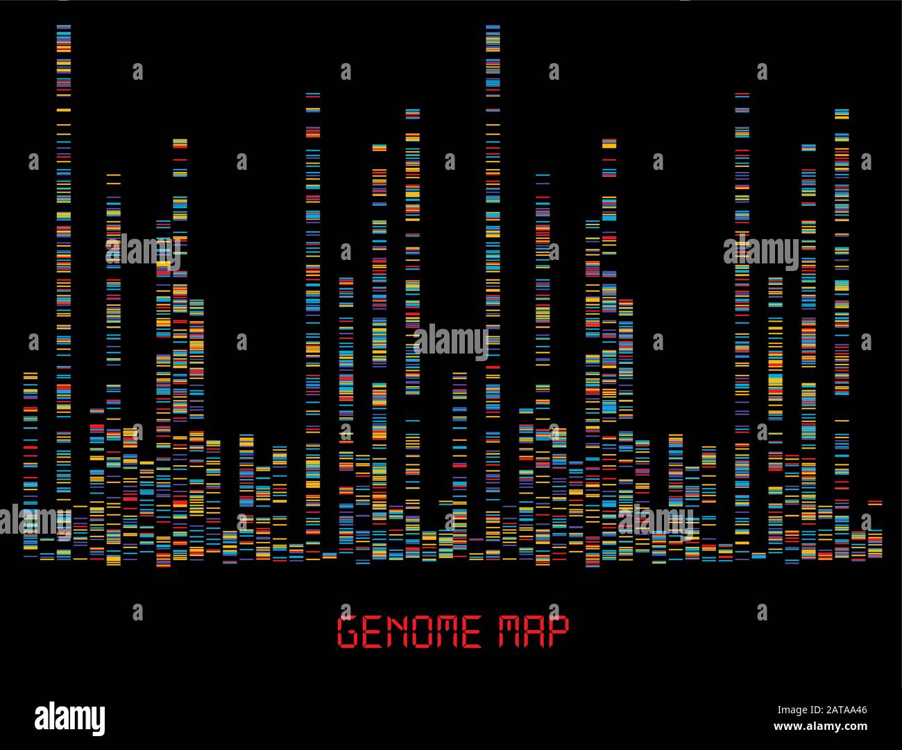 Visualizzazione Di Grandi Dati Genomici - Test Del Dna, Barcoding, Architettura Della Mappa Del Genoma - Modello Grafico Vettoriale Illustrazione Vettoriale