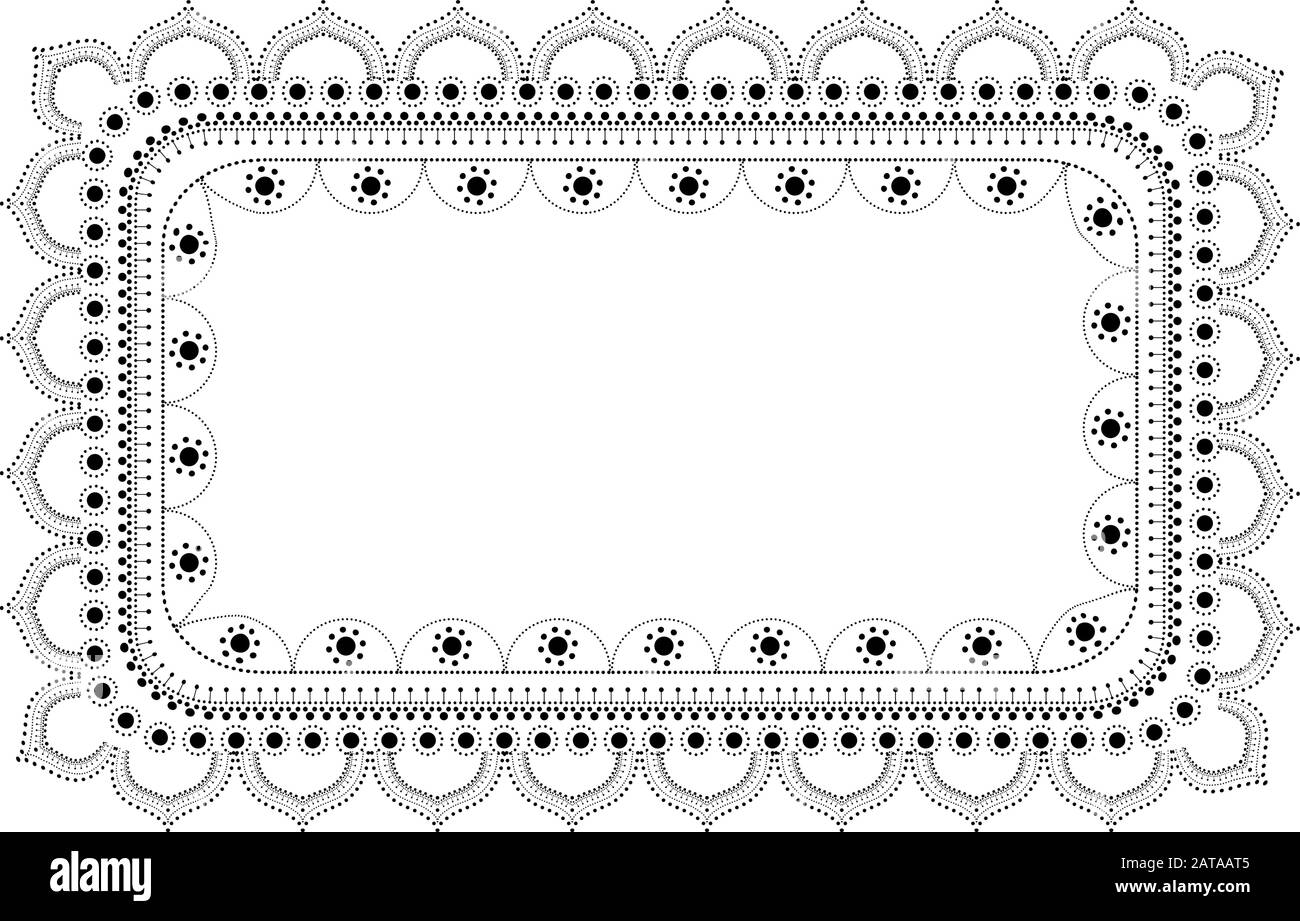 Indian Filigree Dpunted Ornament - Cornice Vettore Rectangulare Illustrazione Vettoriale