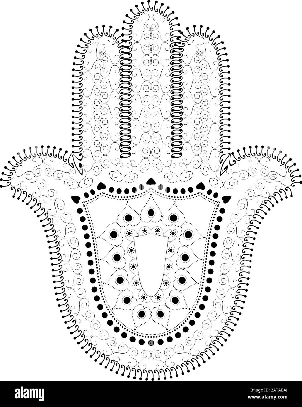 Filigree Mussulmano Ornament - Vector Hamsa Hand Symbol - Hand Of Fatima Illustrazione Vettoriale