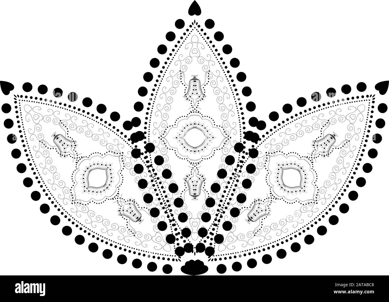 Filigree Indiano Punteggiato Ornamento - Vector Delicato Fiore Di Loto Illustrazione Vettoriale