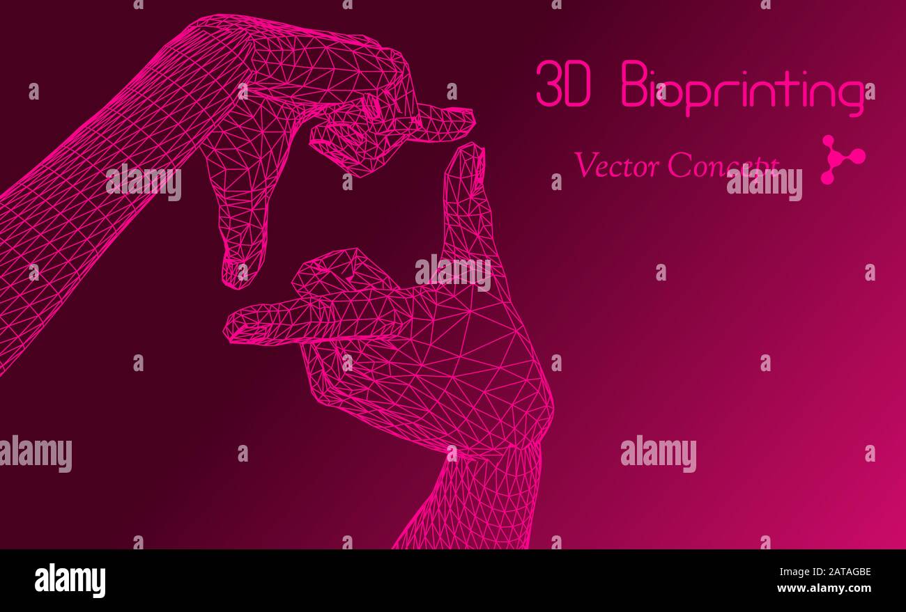 Vector HiTech Biotechnology Scientific Concept - emblema di 3D Bioprinting Illustrazione Vettoriale