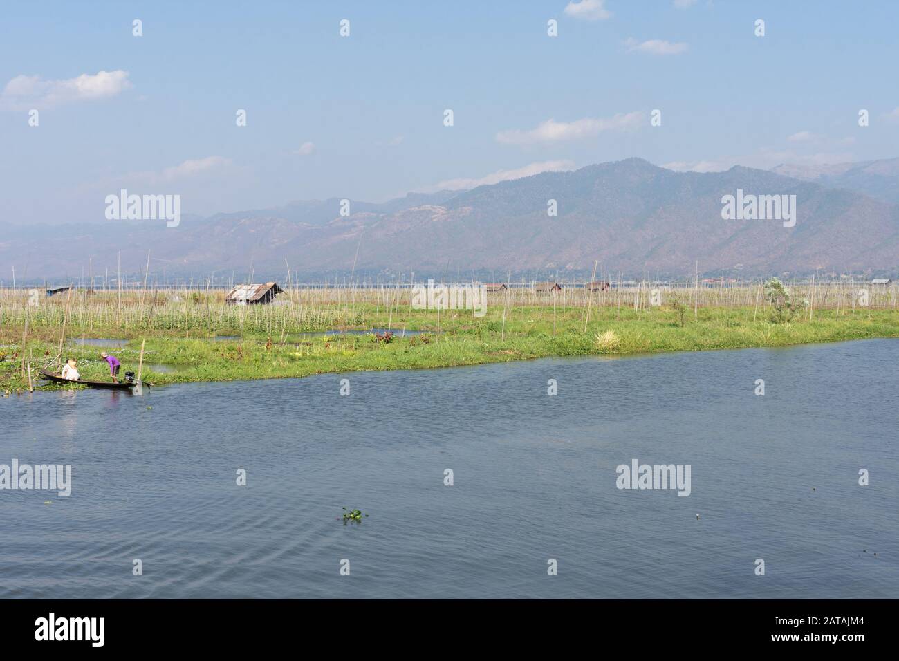 Scenario al Lago Inle, Nyaung Shwe, Myanmar (Birmania) Foto Stock