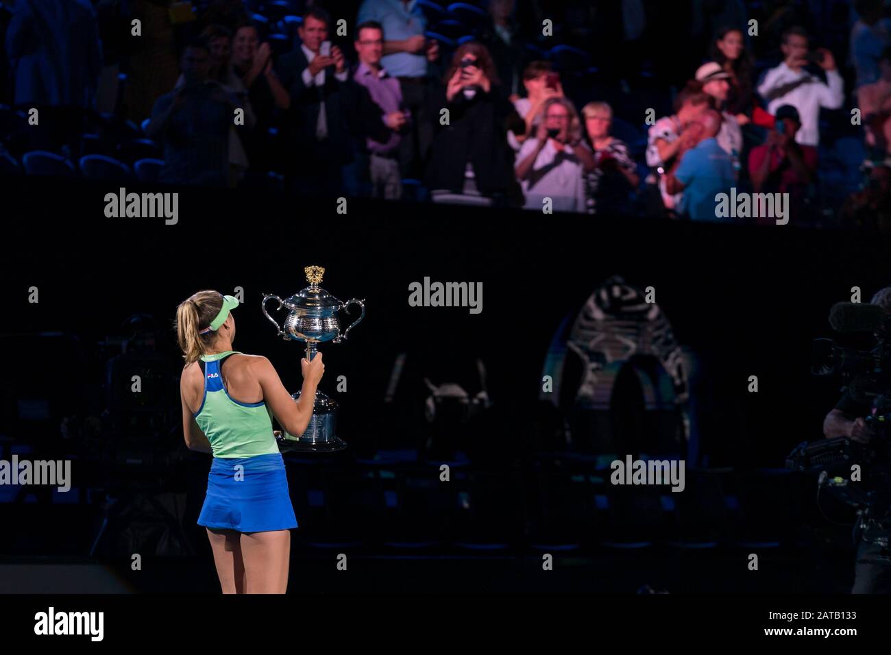 Melbourne, Australia. 01st Feb, 2020. Il Sofia Kenin degli Stati Uniti celebra dopo aver vinto il punto di osservazione della finale Singles della Donna durante il 2020 Australian Open Tennis Championship il giorno 13 al Melbourne Park Tennis Centre, Melbourne, Australia. 1 Feb 2020. ( © Andy Cheung/Arck Images/Arckimages.com/Uk Tennis Magazine/International Sports Fotos) Credito: Roger Parker/Alamy Live News Foto Stock