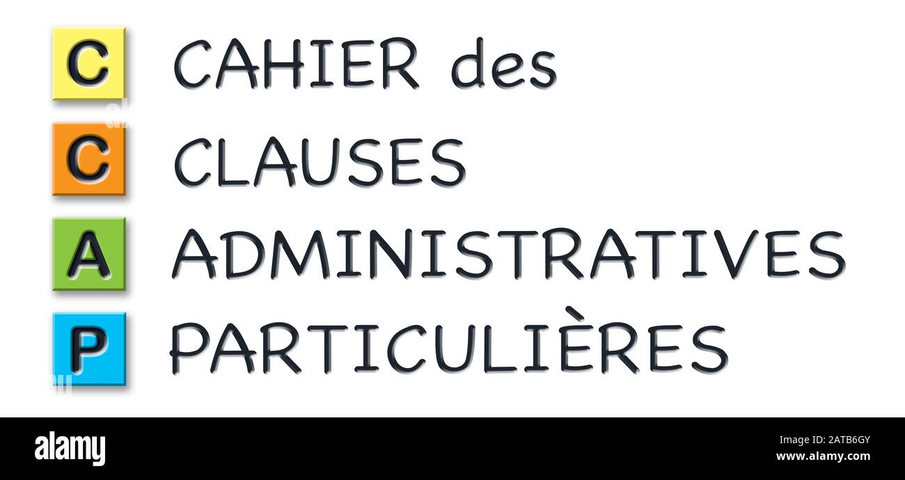 Iniziali CCAP 3d in cubi 3d colorati con 3d in lingua francese Foto Stock