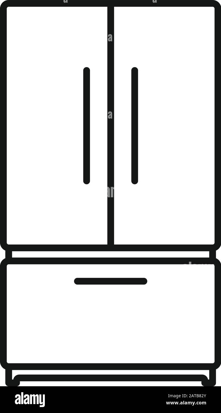 Icona del frigorifero a due porte. Contorno due porte frigo vettore icona per web design isolato su sfondo bianco Illustrazione Vettoriale