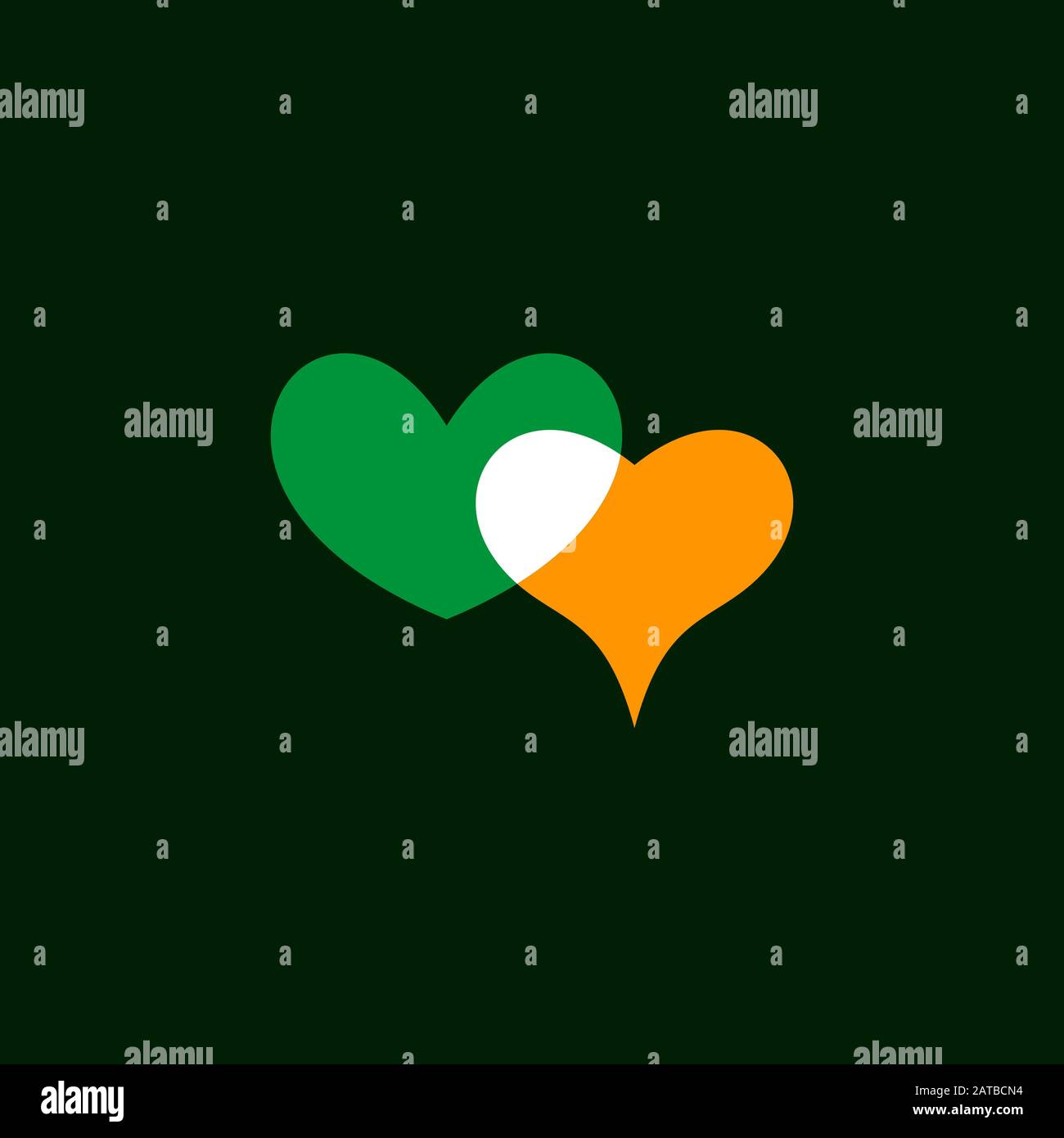 Icona cuore isolato su sfondo scuro. Romantica Icona cuore verde e giallo. Simbolo d'amore. Felice il giorno di San Valentino di nozze e gli elementi di design. Semplice v Illustrazione Vettoriale