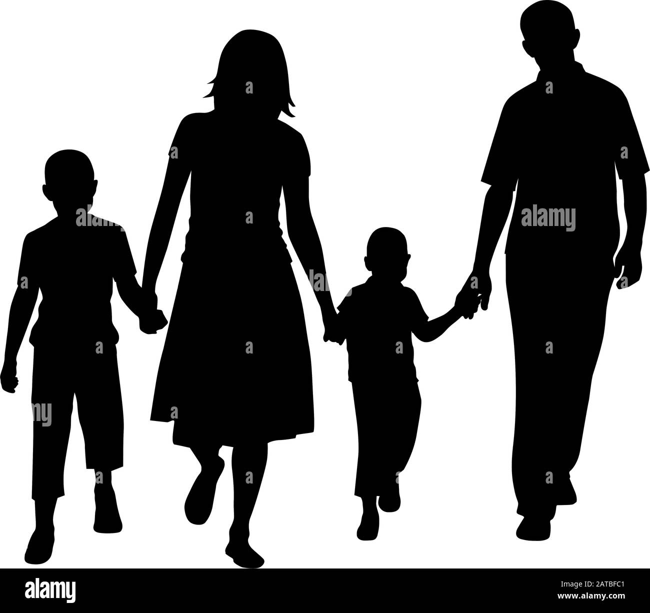 Illustrazione vettoriale di una famiglia. Silhouette di padre e madre e figlio Illustrazione Vettoriale