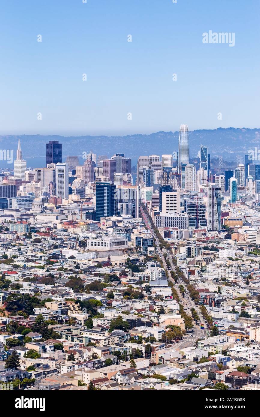 Vista panoramica del centro di San Francisco, California Foto Stock