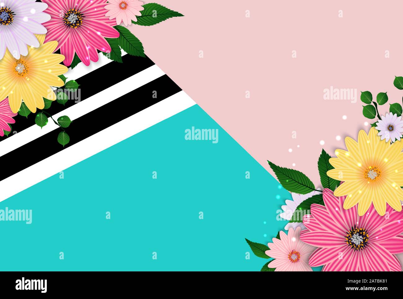 La molla vendita carino sfondo con fiori colorati in elementi. Illustrazione Vettoriale Illustrazione Vettoriale