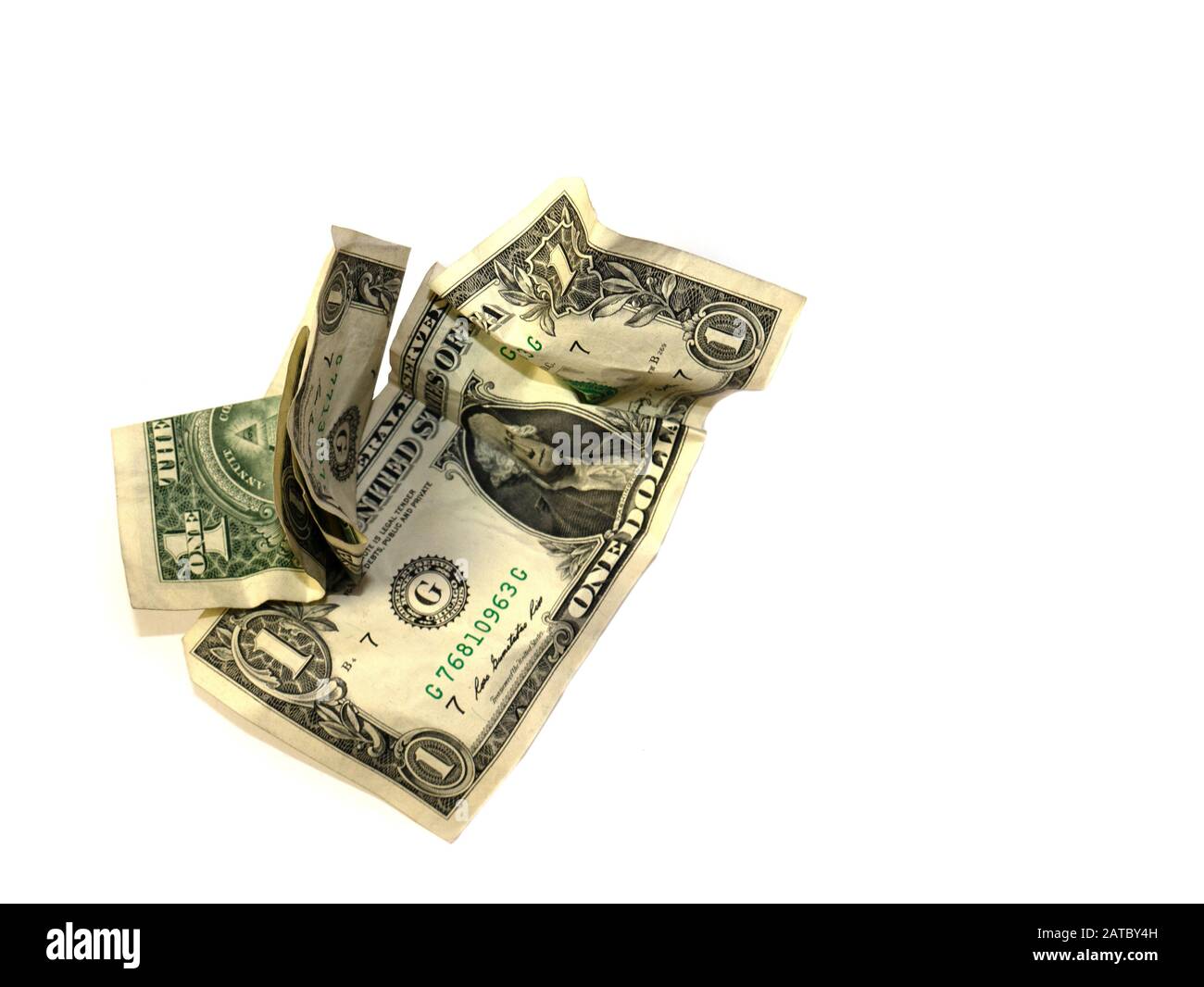 Due dollari sono su uno sfondo bianco. Foto Stock