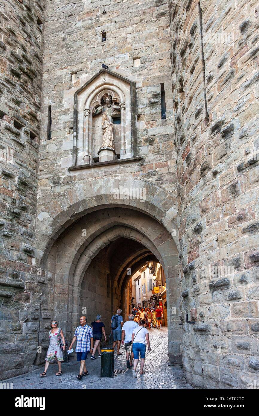 Porte Narbonnaise, Carcassonne, Francia Foto Stock