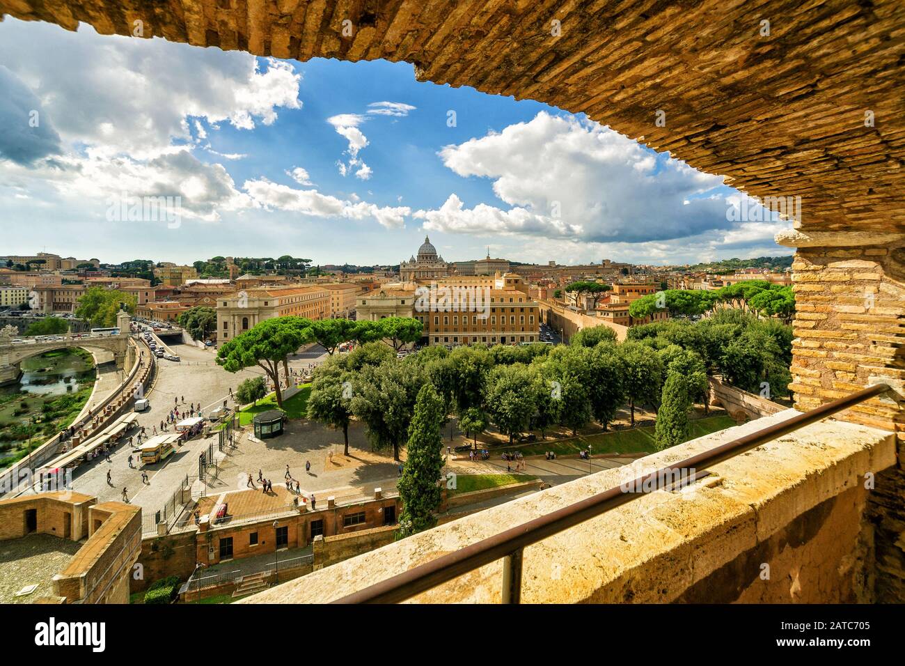La vista di Roma da Castel Sant`Angelo, Italia Foto Stock