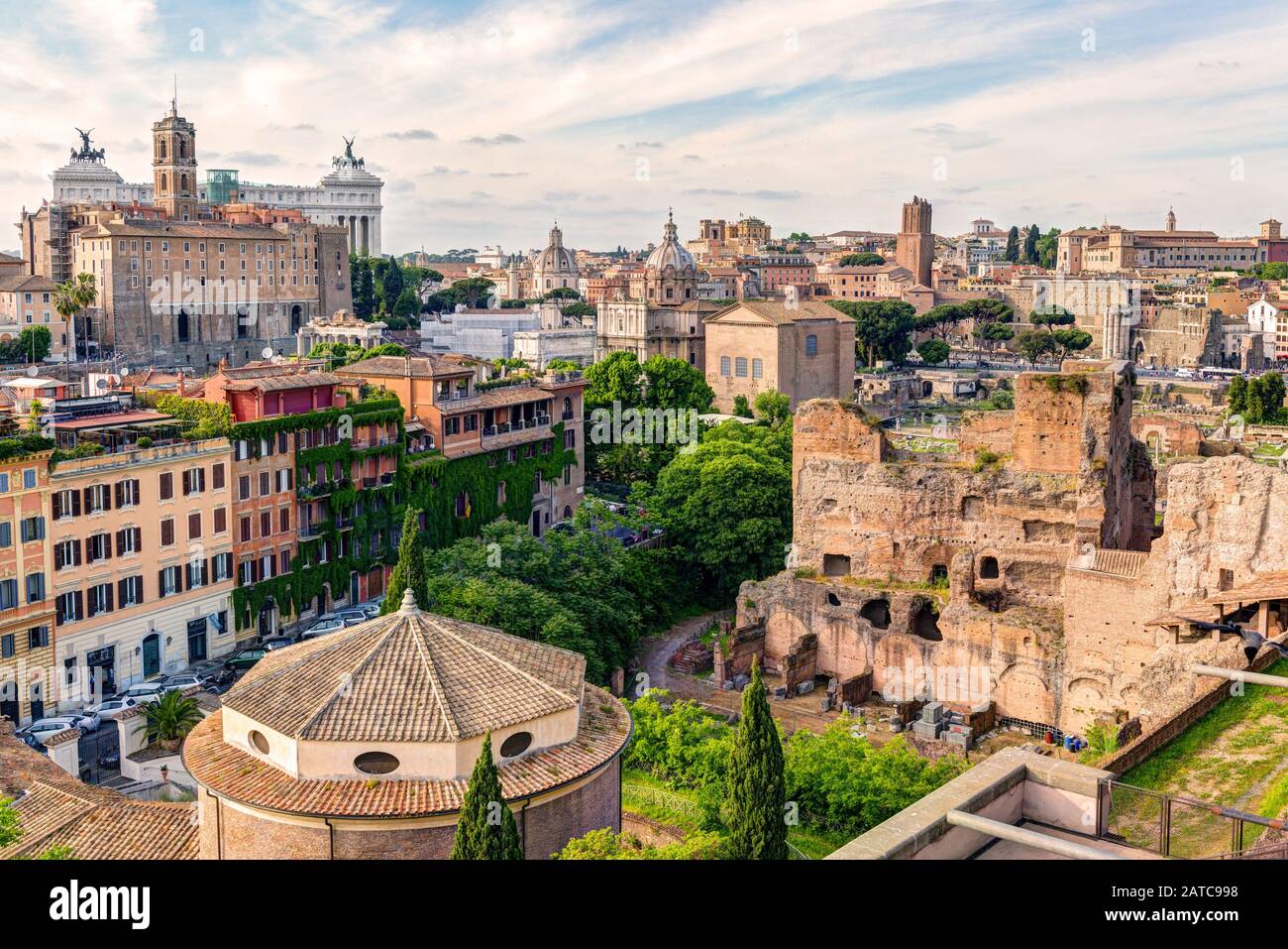 Città vecchia di Roma con Foro Romano Foto Stock