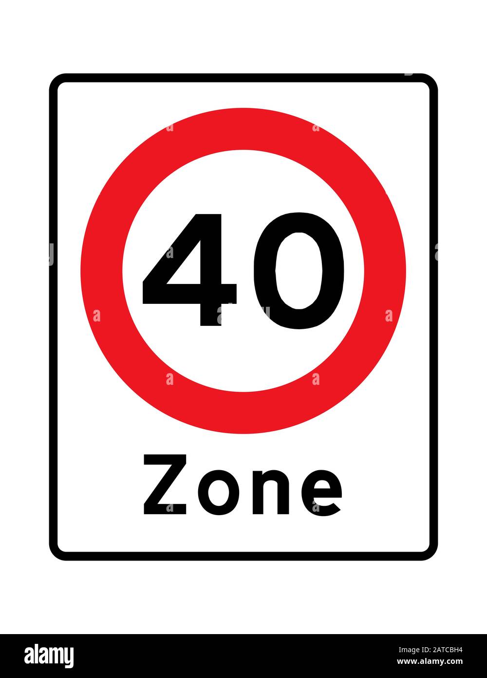 Illustrazione della segnaletica stradale della zona 40 Foto Stock