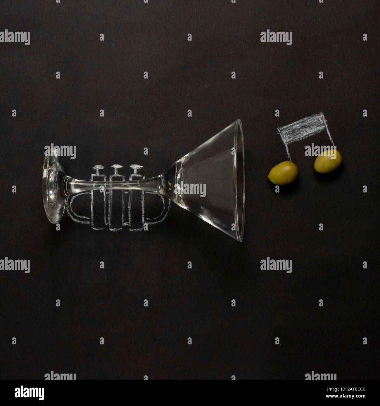 Tromba concettuale e nota musicale Foto Stock